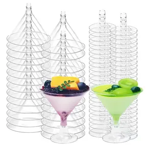25/50 Pack 5oz Clear Plastic Martini Glasses, Shatterproof Reusable Cocktail Glasses for Champagne & Wine, Drinkware