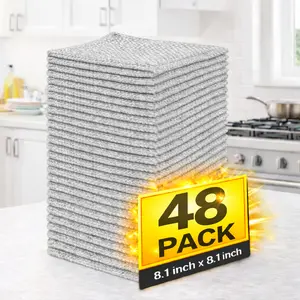 48 Counts Non Scratch Wire Dishcloth (8.1 in x 8.1 in) Multipurpose Wire Dishwashing Rag Metal Scrubbers for for Wet and Dry Cleaning, 2-Layer Kitchen Cleaning Cloth Cleaning Tool Cleaning for Wet Dry Use Durable & Reusable Kitchen Cleaning Cloth