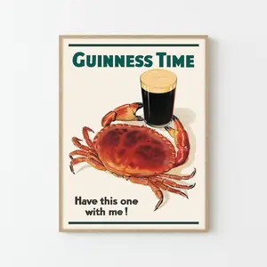 [Sale Off Up To 50%] [Unframe] Guinness Time Crab Poster Poster John Gilroy Irish Beer Advertisement