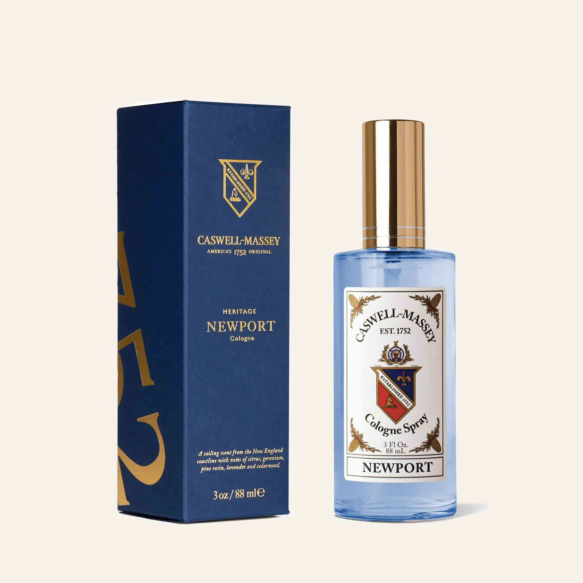 Caswell-Massey Newport Cologne | Classic American Men's Cologne | Aquatic Fougere with Mandarin, Lavender, Balsam, Cedar