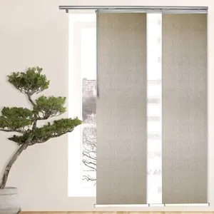 3-Panel Single Rail Panel Track Blind Extendable 36"-66"W x 91.4"H, Panel width 23.5", Macadamia, Iris