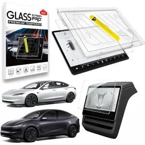 2025 Upgrade Screen Protector for Tesla Model 3 Highland 2024 2025,For Tesla New Model Y Juniper Accessories 2025 [No Glare/Anti-Fingerprint] Auto Alignment Kit,Tempered Glass for Front/Rear Screen