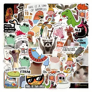 55pcs Funny Stickers Set, Cool Cartoon Humor Waterproof Vinyl Decals, Laptop Skateboard Water Bottle Notebook Decorations