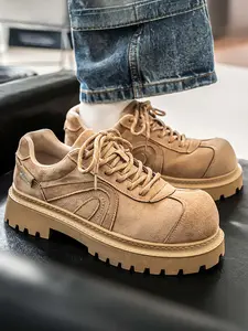Men's Retro Thick-Soled Work Shoes, Suede Elevated Casual Sneakers, Non-Slip Durable Chunky Shoes