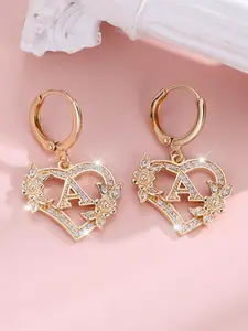 Fashion Letter & Heart Design Dangle Earrings, Rhinestone Decor Drop Earrings for Women, Fashion Jewelry for Party, Daily Clothing Decor, Trendy All-match & Exquisite Jewelry for Birthday Gift, Valentine's Day, Gift, Statement Earrings