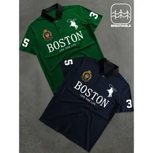 Men's Letter & Number Print Polo Shirt, Fitted Casual Collared, Regular Fit Casual Short Sleeve Top for Daily Outdoor Wear, Fashion Men's Clothes for All Seasons