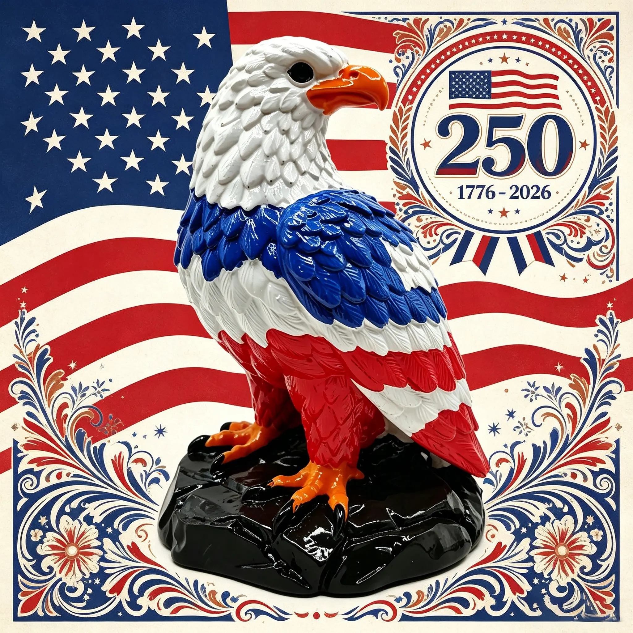 Us 250th Anniversary USB Eagle Resin Statue Lamp, Home Decor Statue Light, Bedroom Family Decoration, Resin Sculpture Ornament