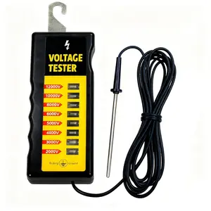 Electric Fence Tester &  Detector 2000V-12,000V Wide Range with 8 Neon Lights Fault Finder Ultra-Portable ABS  for Livestock Fence Agriculture Garden  & Farm Equipment