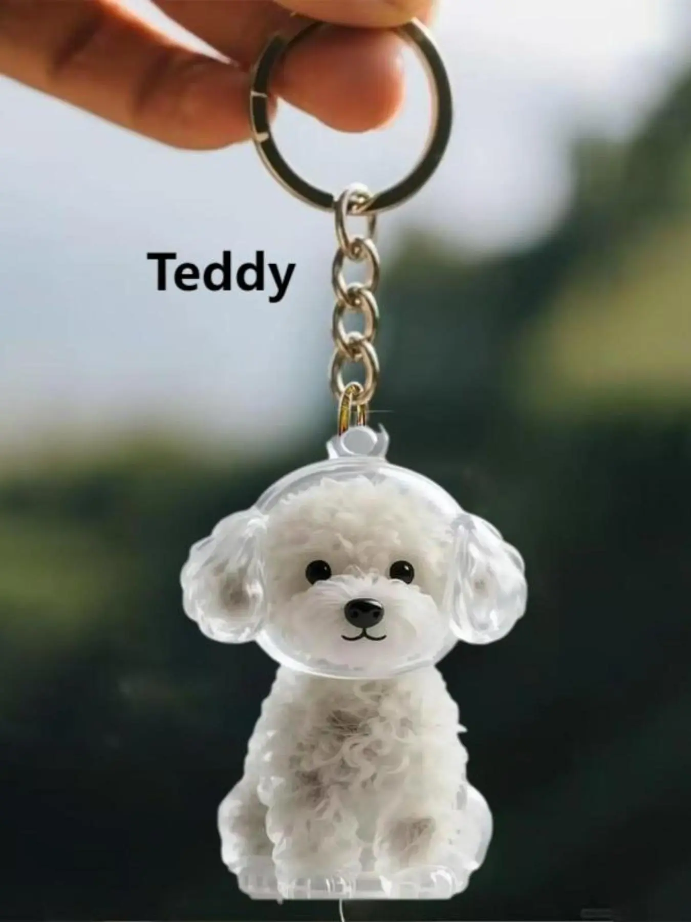 3-Piece Transparent Pet Hair Storage Box Pendant Keychain, Animals Keychain Decor - Sitting Dog Design, with Chain Link - for Dog Owners - Durable Acrylic Organizer for Keys, Bags, Home or Outings - Pet Memorial Gift for Dog Lovers, Sturdy Ring Attac