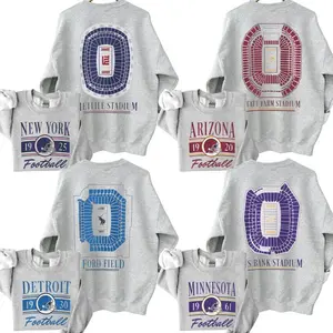 Retro Graphic All Team Football 2 Sided Ash Grey Sweatshirt, Football Thowback Vintage All Teams For Fans Sweatshirt, Unisex Vintage College Football Crewnecks