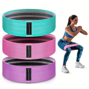 3-Piece Elastic Squat Resistance Band Set Light/Medium/Heavy Loop Bands for Glute & Leg Workouts P90x CrossFit Yoga Pilates Exercise Equipment Easy Clean Carry Bag