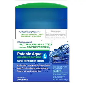 Chlorine Dioxide Water Purification Tablets - 30 Count, Blue, (3093)