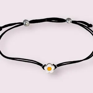 Charm Popz White Daisy adjustable & interchangeable black cord bracelet