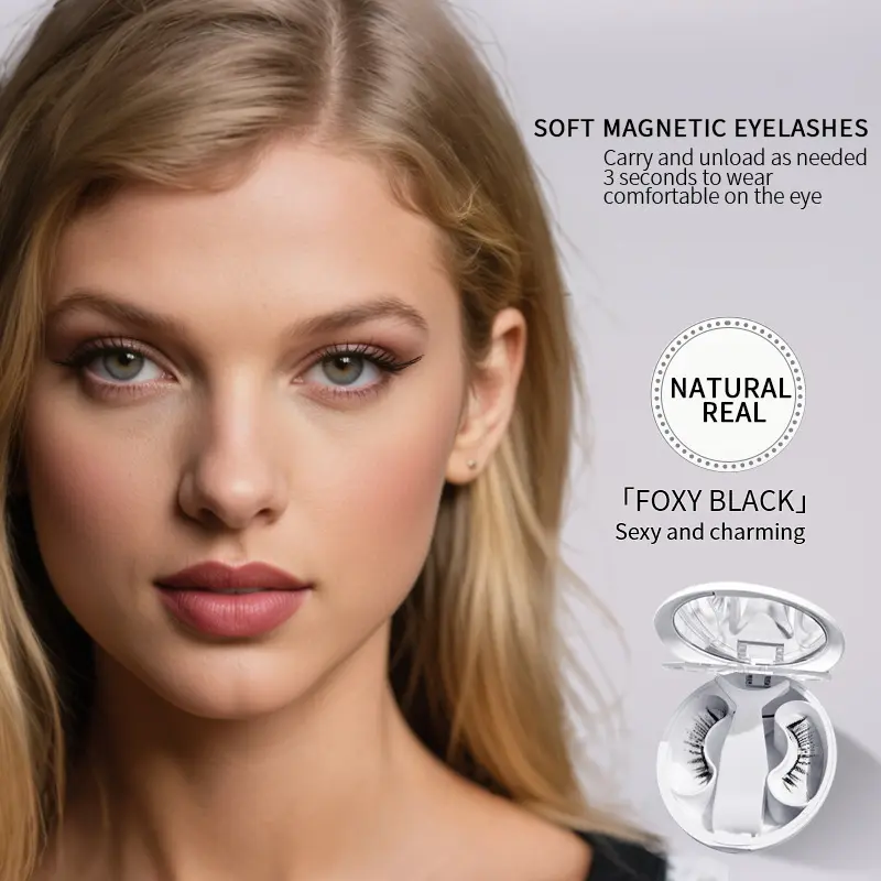 Upgraded Soft Magnetic Eyelashes – Waterproof magnetic eyelashes require no glue, reusable eyeliner glasses make application easy for beginners, false magnetic eyelashes suitable for daily use