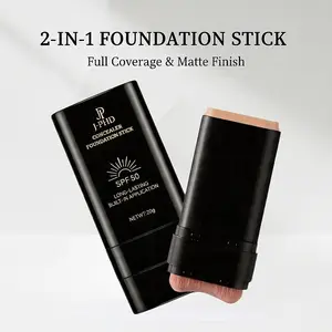 Foundation Stick,2 in 1 Dual-Ended Long-Lasting & Waterproof Concealer Korean Foundation Contour Sticks,Contouring Foundation with Brush,Full Coverage Matte Finish for Face Makeup