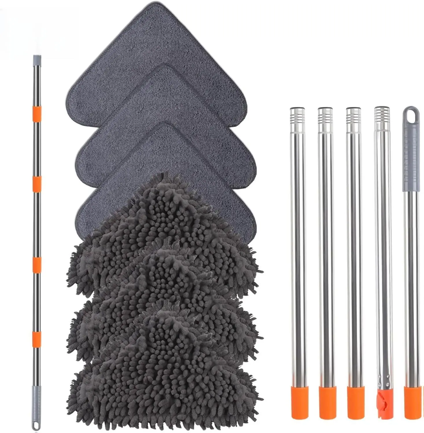 Wall Mop 80 Inches Long with Handle, 360° Ceiling Cleaner Tool Duster & Squeegee, Includes 6 Replacement Pads