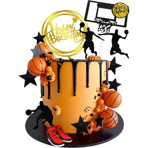 17 pcs basketball cake toppers basketball star themed cake decorations for boy cake topper sport cake party decorations sports party supplies 1