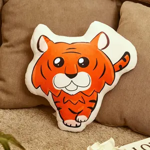 PILLOWABLE – 12” Tiger Pillow, Cute Animal Shape, Mini Hug Pillow for Kids, Fun & Decorative Toddler Throw Pillow