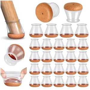 24-Pack Silicone Chair Leg Protectors – Furniture Leg Caps with Felt Bottom for Hardwood Floors, Fits 0.76"–1.18"