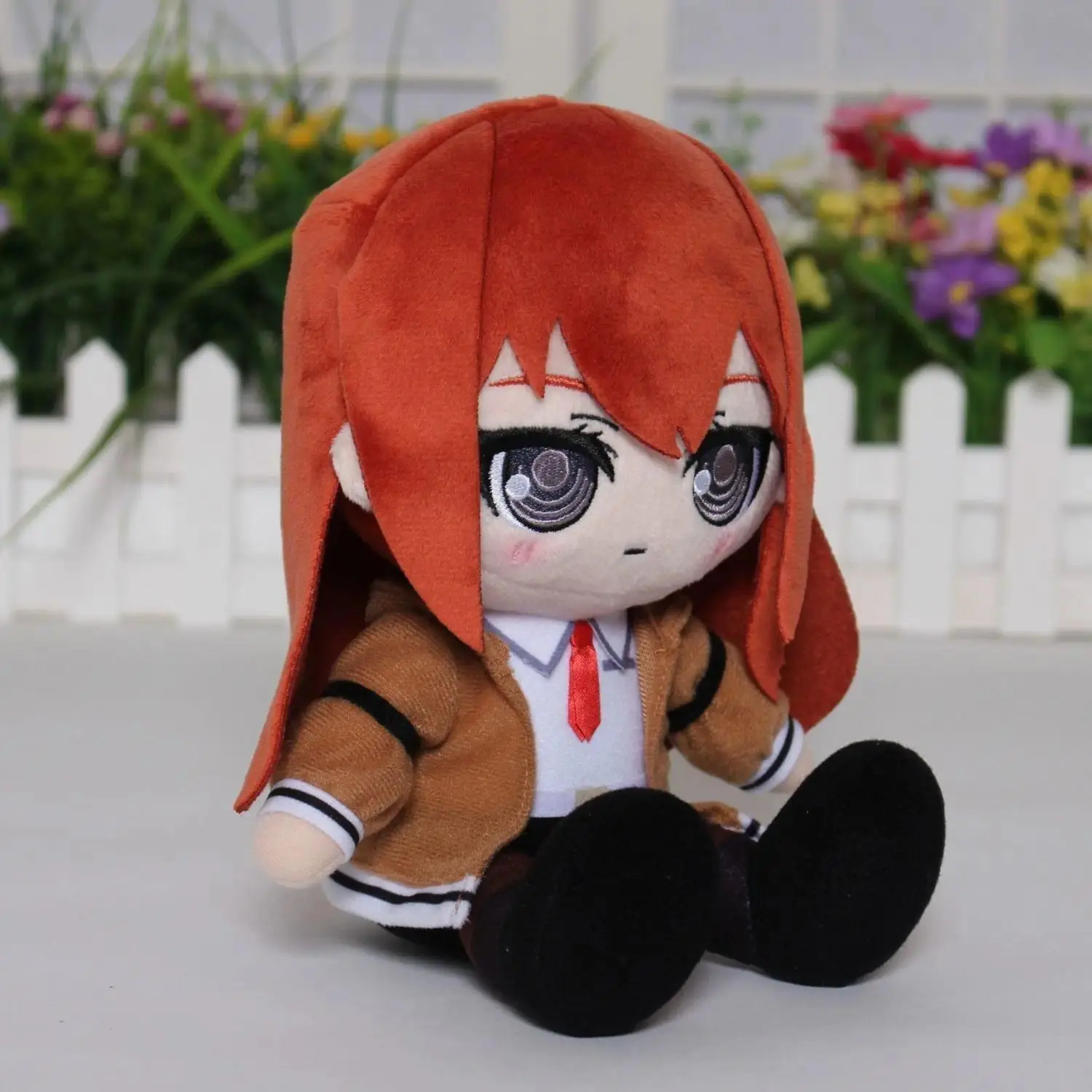 Stuffed 20cm Anime Kurisu Makise Sitting Posture Set Plush Cotton Doll Toy for Kids Adults Birthday Gift or Soft Pillow