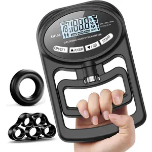 Hand Grip Strength Tester Trainer - Electronic Hand Dynamometer Forearm Grip Strengthener Exerciser Digital Training Gauge 265 Lbs 120 Kgs for Sport Home School Use