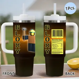 PIKPAKA Roblo.x Bloxy Goala Cola Vacuum Flasks 40oz Stainless Steel Tumbler with Handle & Straw, Double Wall Insulated Travel Mug Keeps Drinks Cold Up to 12 Hours, Leakproof Tumbler for Iced Coffee, Water, Office, Gym or Travel