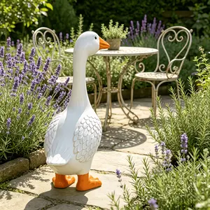 Outdoor Goose Garden Statue, Weather Resistant Resin Porch Goose Figurine for Lawn Yard Patio Farmhouse Decor