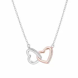 Women's Bri and Gemelo Heart Zircon Pendant Necklace, Electroplated Copper O-Chain Dainty Costume Jewelry Gift