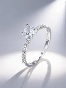 1PC Simple Sparkle Round Cubic Zirconia Rings for Women Trendy All-match Exquisite Fashion Jewelry Suitable Wedding Engagement Commitment Ring Party Daily Decoration Accessories as Birthday Valentine's Day Gift for Girlfriend Anniversary Mother's Day Gift