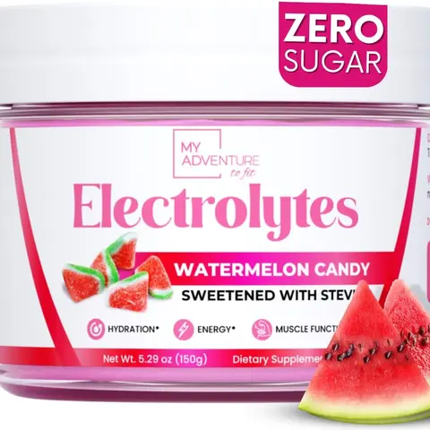 Watermelon Candy Electrolyte Powder - Refreshing Hydration with Stevia - Caffeine-Free Vegan Keto Paleo Friendly - Natural Ingredients - Sugar-Free Electrolytes Drink Mix - 30 Servings - Edible Dietary Supplement
