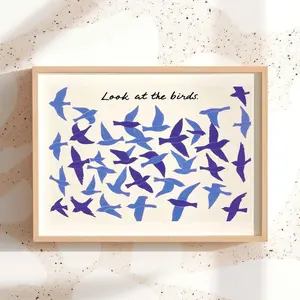 Faith Matthew 6:26 Scripture Wall Art | Minimalist Bird Print Christian Inspirational Quote Modern Decor, 5 Size 8x12 to 27x40 inch, Room Decor, Unframed