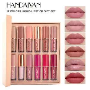 12 Pieces Lipstick Cosmetics — Long-Lasting, Waterproof Lip Gloss, Non-Sticky, Easy to Apply, Long-Lasting Lip Gloss, Suitable for Beginners, Beauty Makeup