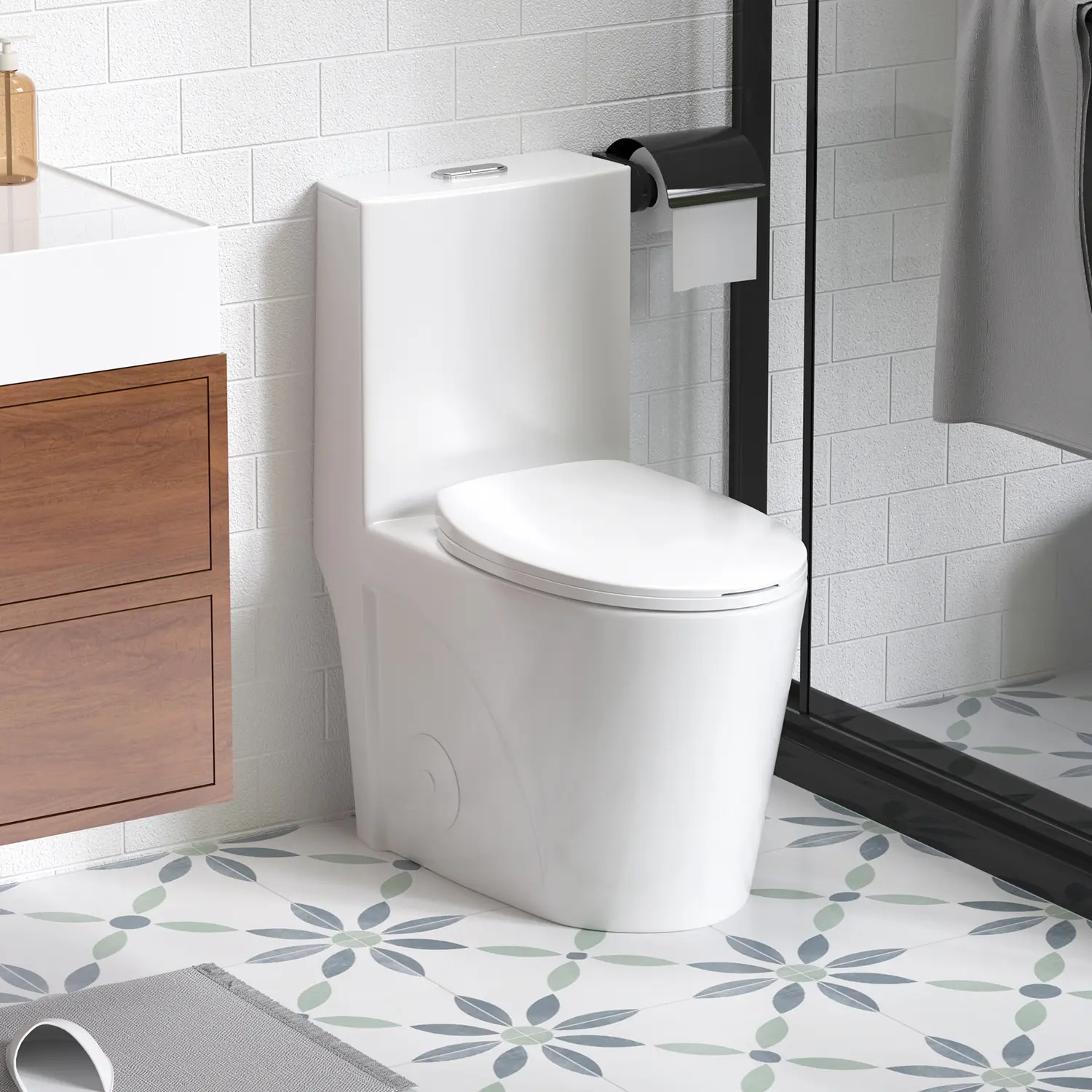 One-Piece Elongated Toilet with Dual Flush 1.1/1.6 GPF, Siphonic S-Trap 12" Rough-In, Soft Close Seat, ADA Comfort Height, Ceramic, Multiple Color Options