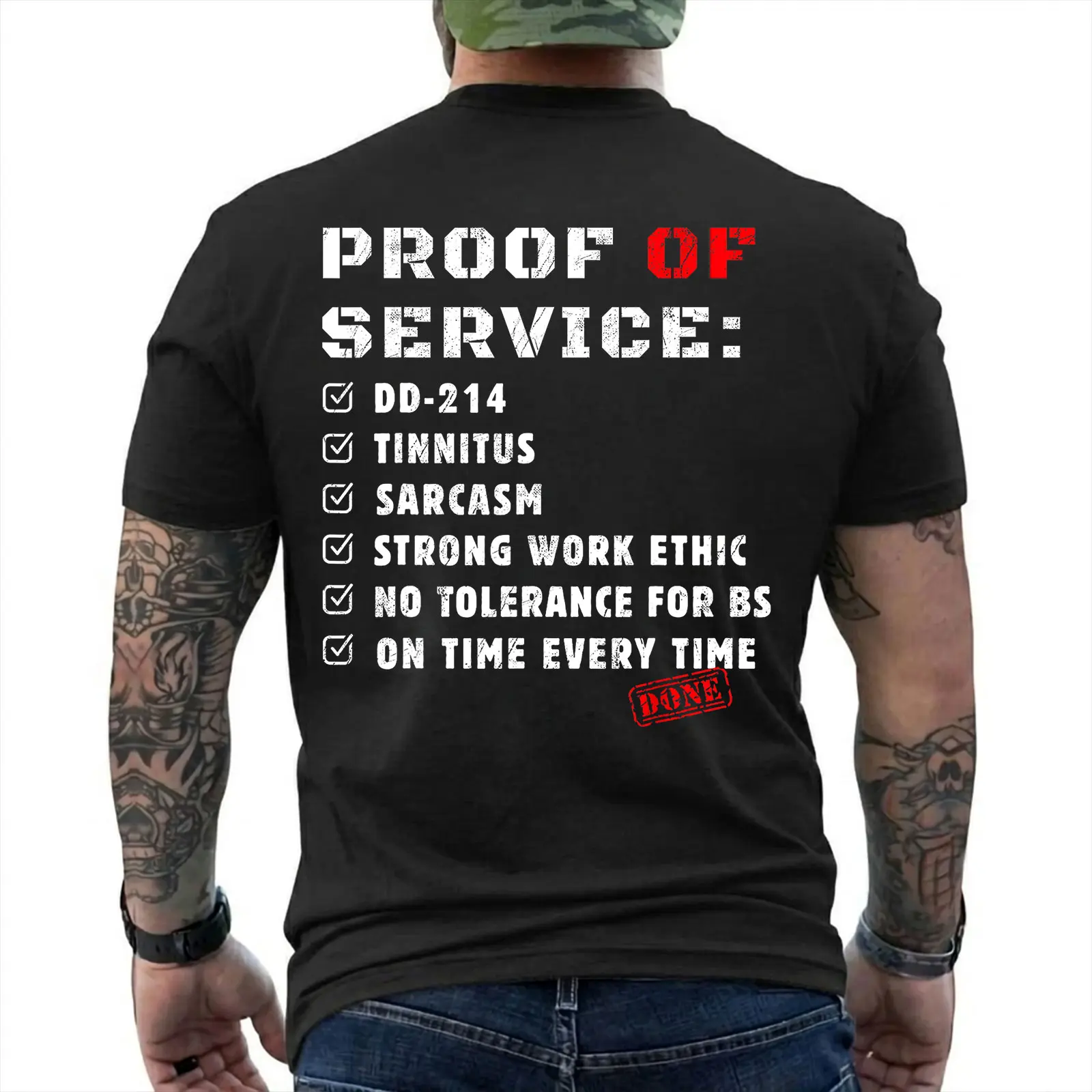 DD-214 Veteran Shirt, Proof of Service Military Humor Graphic Tee, Funny Army Veteran Gift, Military Sarcasm Shirt, Patriotic Unisex T-Shirt