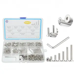 630 count M3 Screws Assortment Kit, M3x6mm/8mm/10mm/12mm/16mm/20mm/25mm/30mm, Metric Hex Flat  Countersunk Screws Nuts Washers Kit with Wrench, 304 Stainless Steel