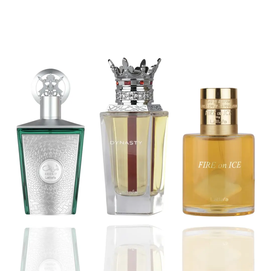 Lattafa NOBLEMAN Unisex 3-Piece EDP Bundle Set - Gourmand, Multi-Scented, Bundle, Packaged, Pre-Packed Fragrance (Fire on Ice, Dynasty, Sherif) - 180ml Total Volume, Gourmand Fragrance, Bundle Unisex Fragrance