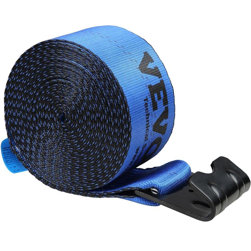 VEVOR Winch Straps, TikTokShopBlackFriday, 10 Pack 4" x 30', 6000 lbs Load Capacity, 18000 lbs Breaking Strength, Truck Straps with Flat Hook, Flatbed Tie Downs Cargo Control for Trailers, Farms, Rescues, Tree Saver