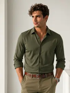 Men’s Olive Green Dress Shirt | Slim Fit Long Sleeve Button Down, Casual Business Style | Business Casual, Office & Date Night Shirt