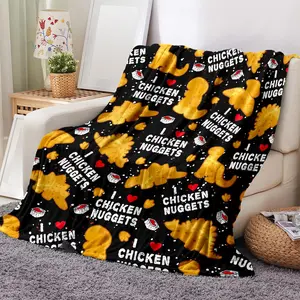 Chicken Nugget Pattern Flannel , 1 Count Soft Comfortable Throw , Warm Napping  for Home Office Travel Camping comfy sofa living room  multifunctional nap funny floral  lightweight breathable silky soft  anime companion blanket Skull Cactus christmas ac