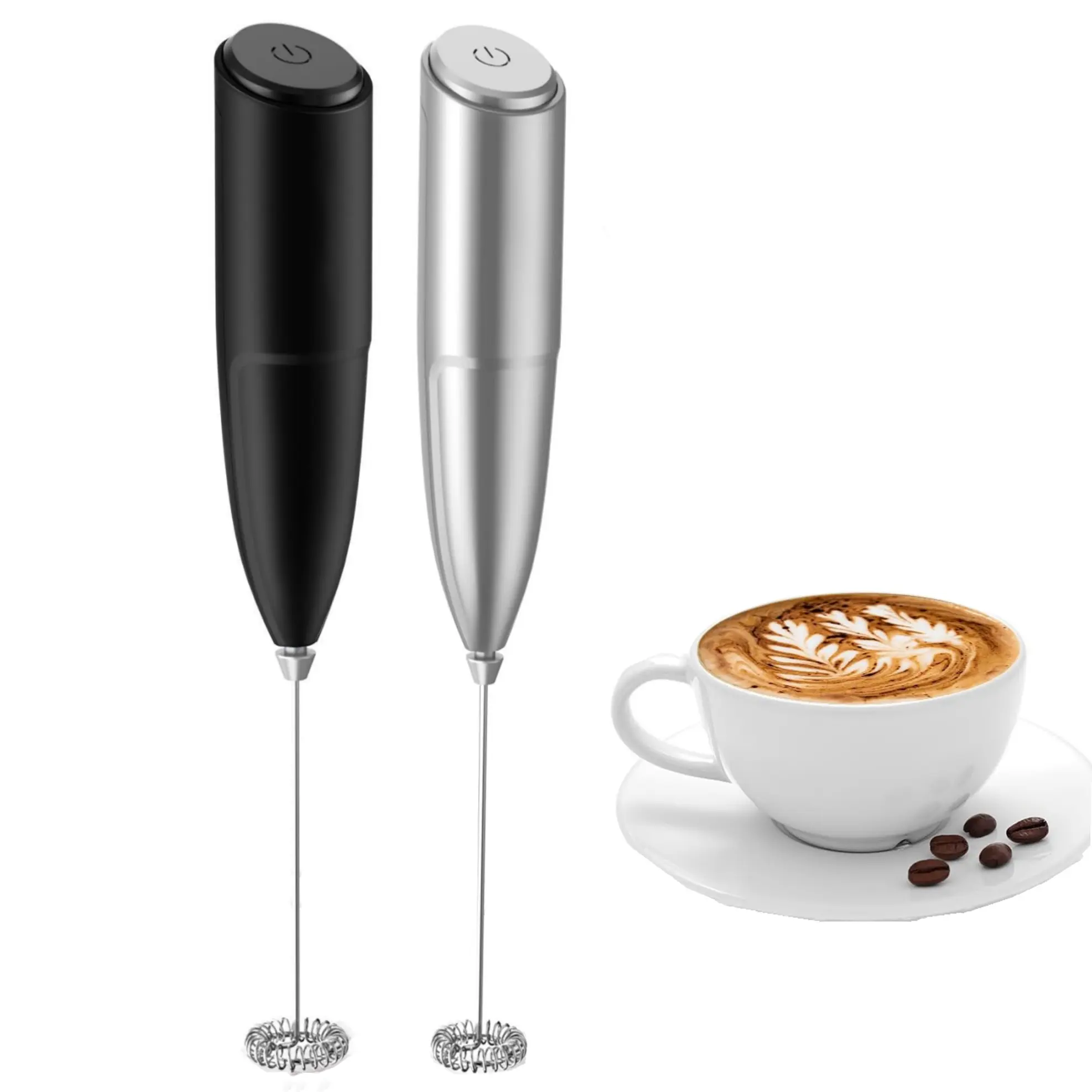 Durable Handheld Egg Milk Mixer - Coffee Frother, Mini Whisk for Lattes, Cappuccino, Matcha Silver Kitchen Utensil