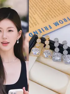 Romantic Jewelry Gift, Celebrity Style, Copper Plated 14k Zirconia, 925 Silver Earrings, Perfect Unique Present