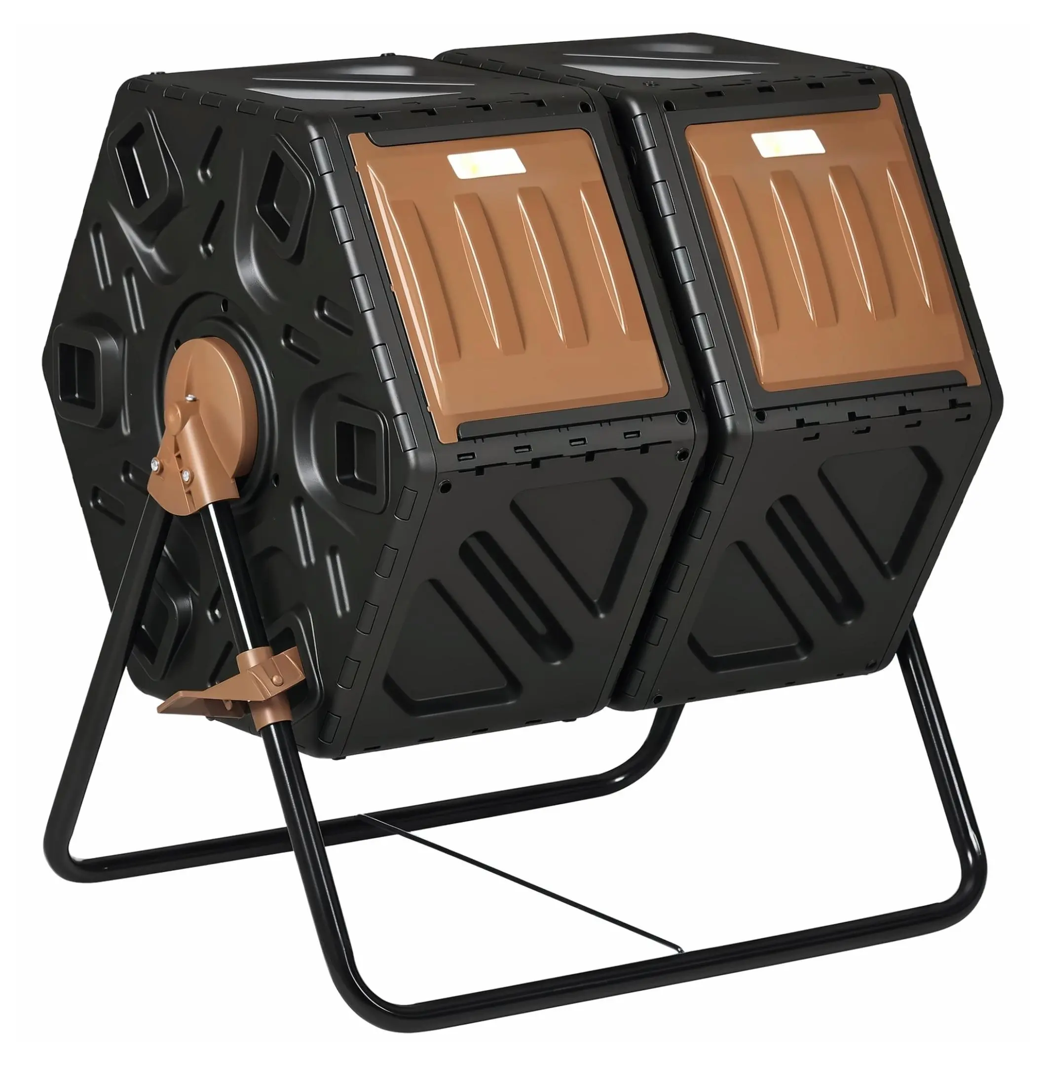 34.5 Gal Dual Chamber Outdoor Compost Tumbler with Steel Legs & Ventilation, Fast Composting Bin for Kitchen & Yard Waste, Ventilated