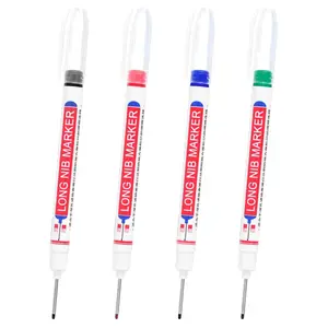 Long Nose Deep Hole Marker Pen, 4 Counts Waterproof Ink Marker Pen, Arts & Crafts Supplies for Woodworking, Painting, Drawing