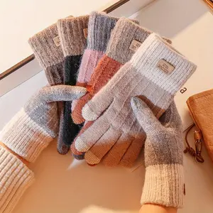 1pair Winter Warm Touch Screen Knitted Gloves for Women and Men, Cycling Touchscreen Knitted Gloves One Size Fit All-Christmas Gifts