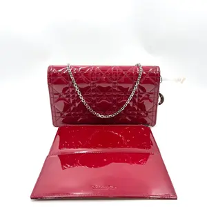 Pre-owned Dior AS SHOWN Clutches & Wristlets HZ 2733 Lady Patent Leather Chain Quilted Shoulder Bag 26.3.26