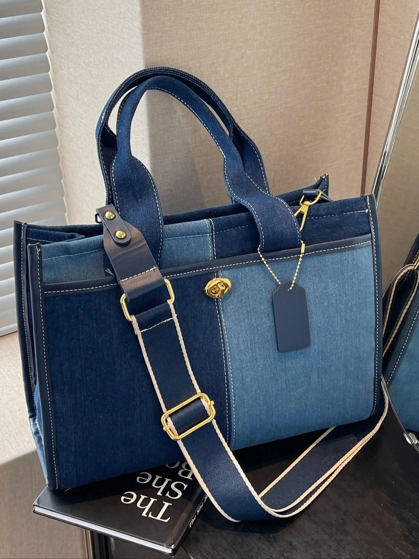 Women's Denim Tote Bag, Casual Versatile Shoulder Bag for Daily Used, Trendy All-match Ladies Purse Bag for Teen Girl Women College Student, for Stude