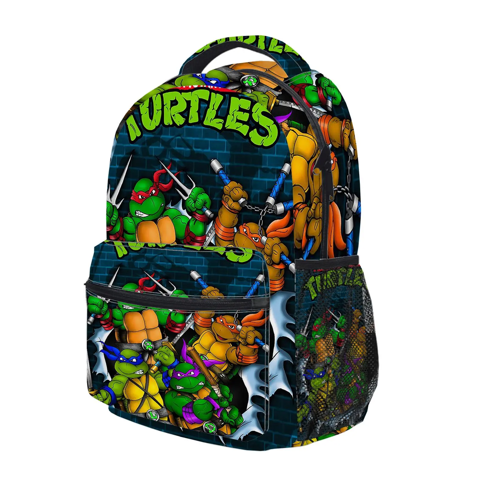 ninja turtle Y2K Fashion School Backpack for Teen Girls, Cute Cartoon Aesthetic Student Bookbag with Padded Shoulder Straps, Large Capacity Casual Daypack and Travel Bag for Kids L-218