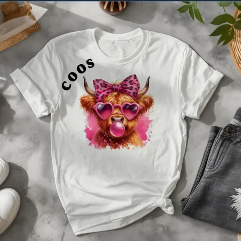 Coo Highland Cow DTF Transfer Sheets - Soft Finish, Cozy Office Stationery for Hoodies, Tote Bags, T-Shirts
