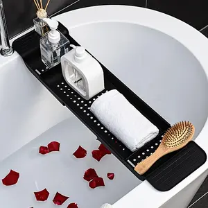 Bathroom Accessory Set with Adjustable Shelf and Bathtub Tray, Ideal for Storing Perfumes, Bath Products and Mobile Devices