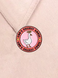 God's Silliest Goose Enamel Pin Funny God's Dumb Goose Humorous Religious Alloy Brooches Lapel Backpack Badge Fashion Jewelry Accessories Gifts for Friends Durable Metal Pins